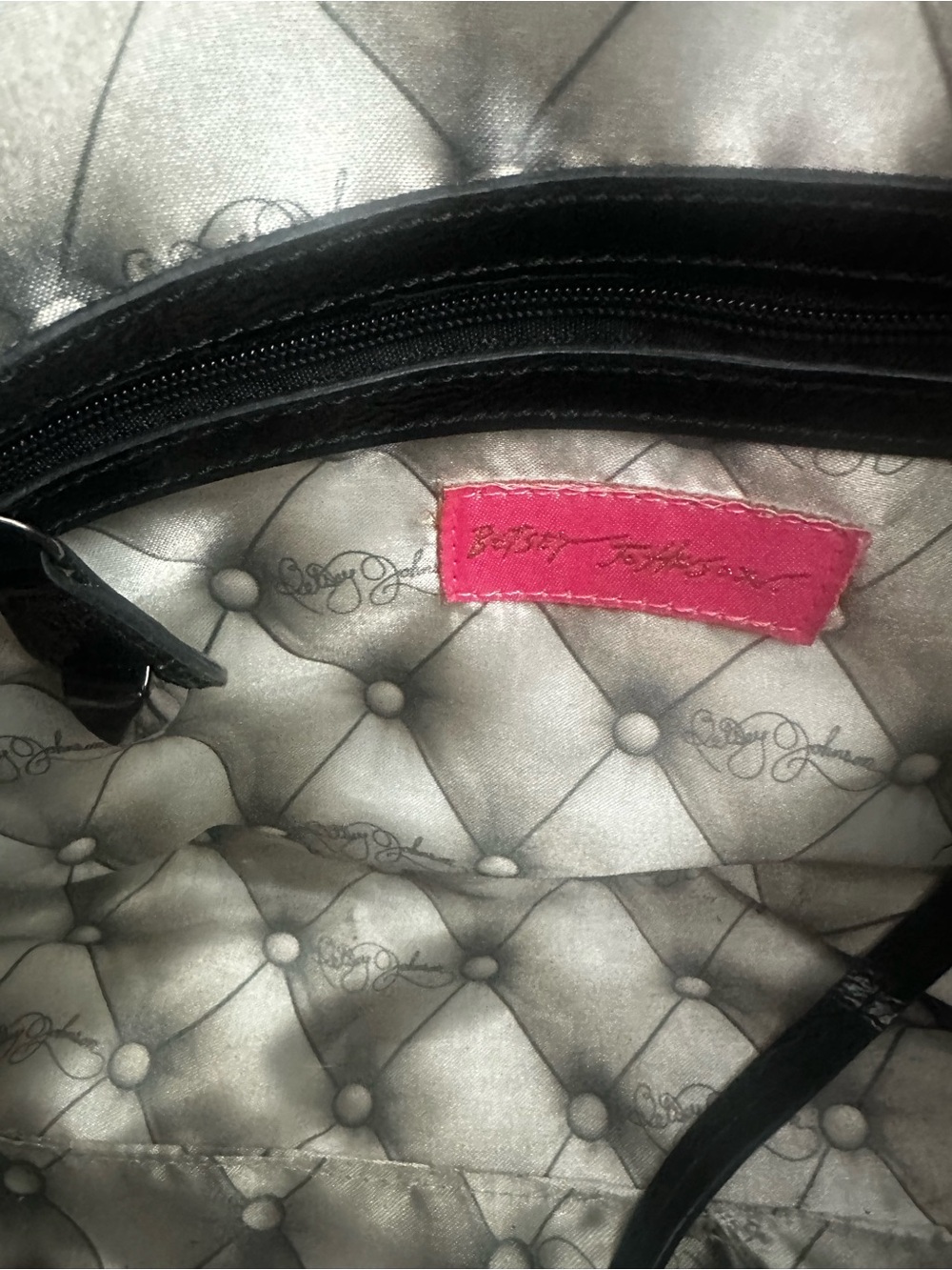 Betsey Johnson, Sequined Black & Blue Satchel Handbag - Picture 5 of 7